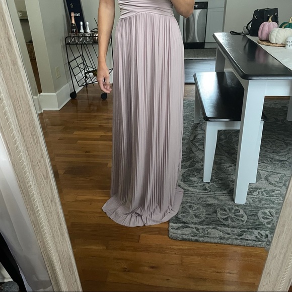 H&M Long V-Neck Dress Lavender Grey Size 0 - Picture 4 of 5